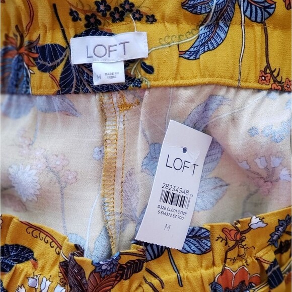 LOFT Tie Waist Floral Shorts Side Pockets Fluid Crepe Elasticated Waist Medium - Picture 7 of 10